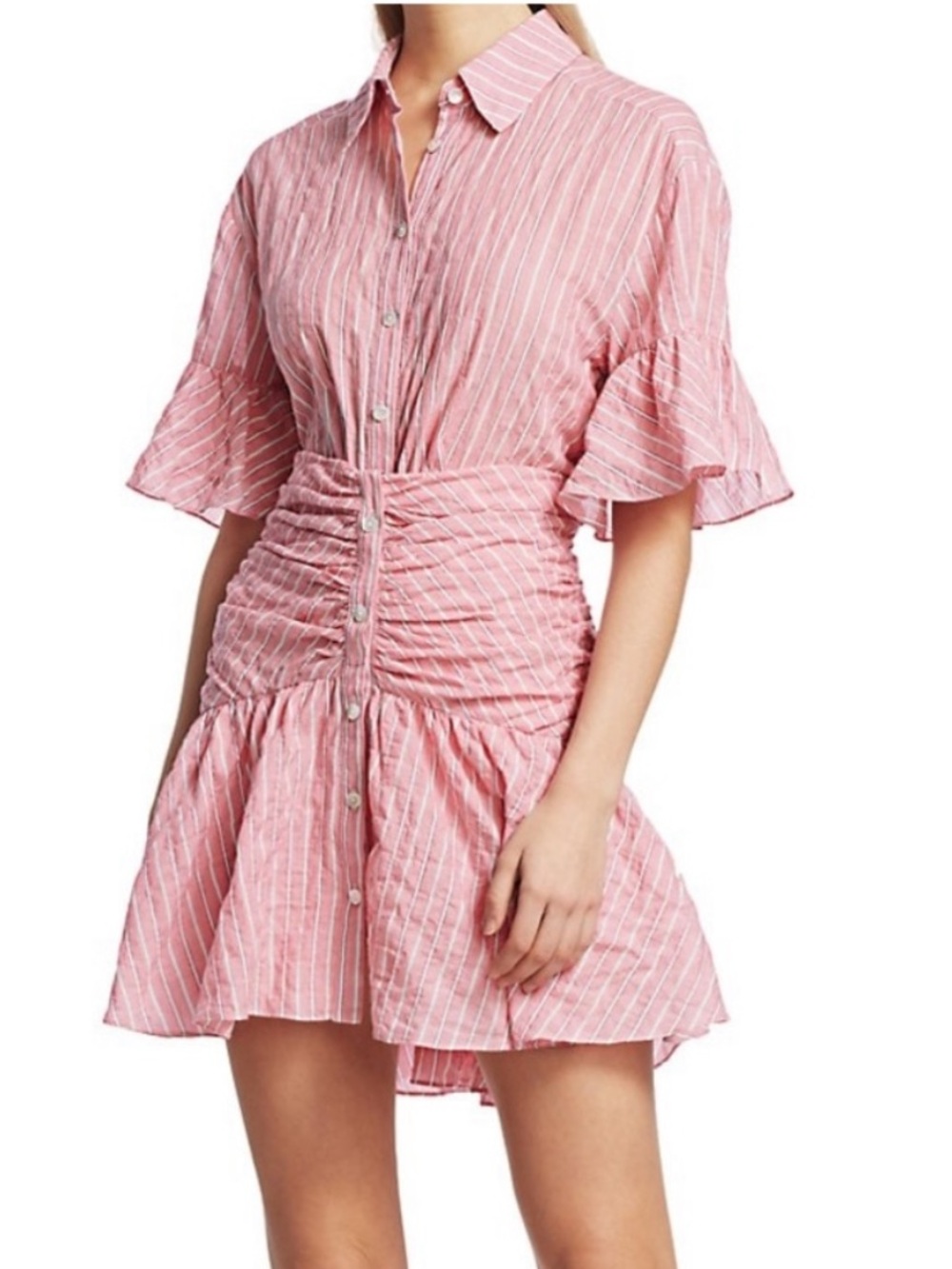 NWT CINQ A SEPT Pink and White Striped  Cotton Mini Dress - Asher Dress Size 4